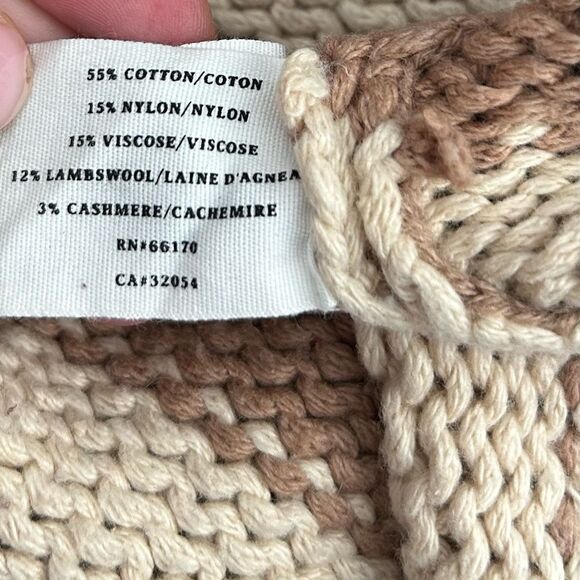 ANTHROPOLOGIE SPARROW Hopi Basket Cardigan Sweater Striped Cream Tan Size Medium - Picture 8 of 10